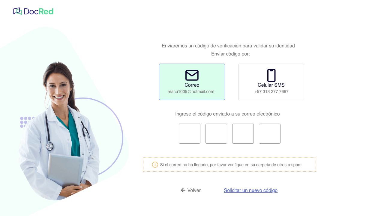 Flujo de validación del proceso de login y registro de Docred