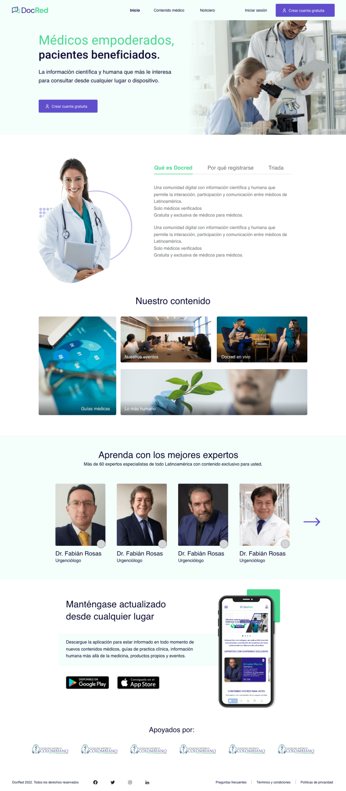 Propuesta de rediseño del home de Docred – nueva arquitectura visual