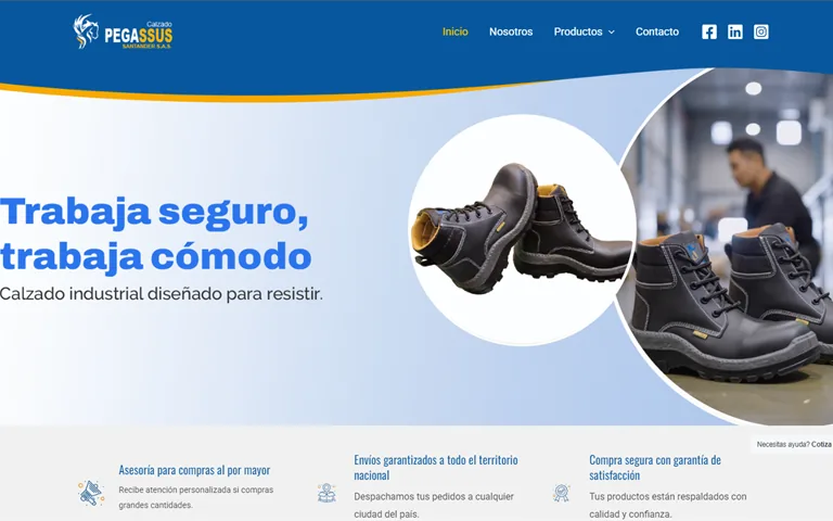 Rediseño del sitio corporativo de Calzado Pegassus en Santander, desarrollado por Macgráficas
